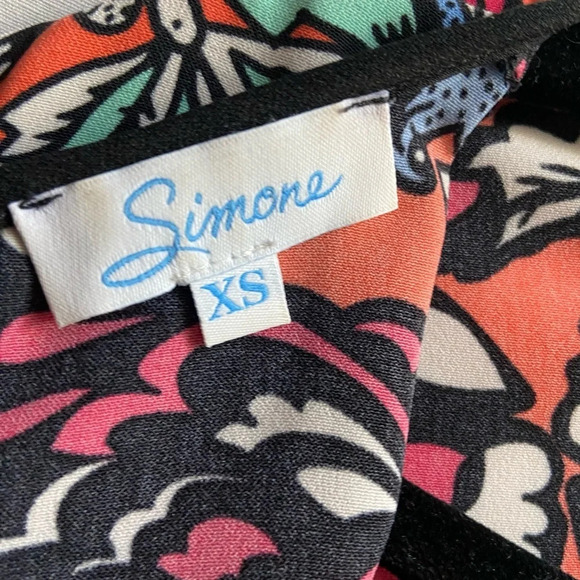 Simone short sleeve  vibrant floral mural print dress Sz XS - Picture 7 of 10